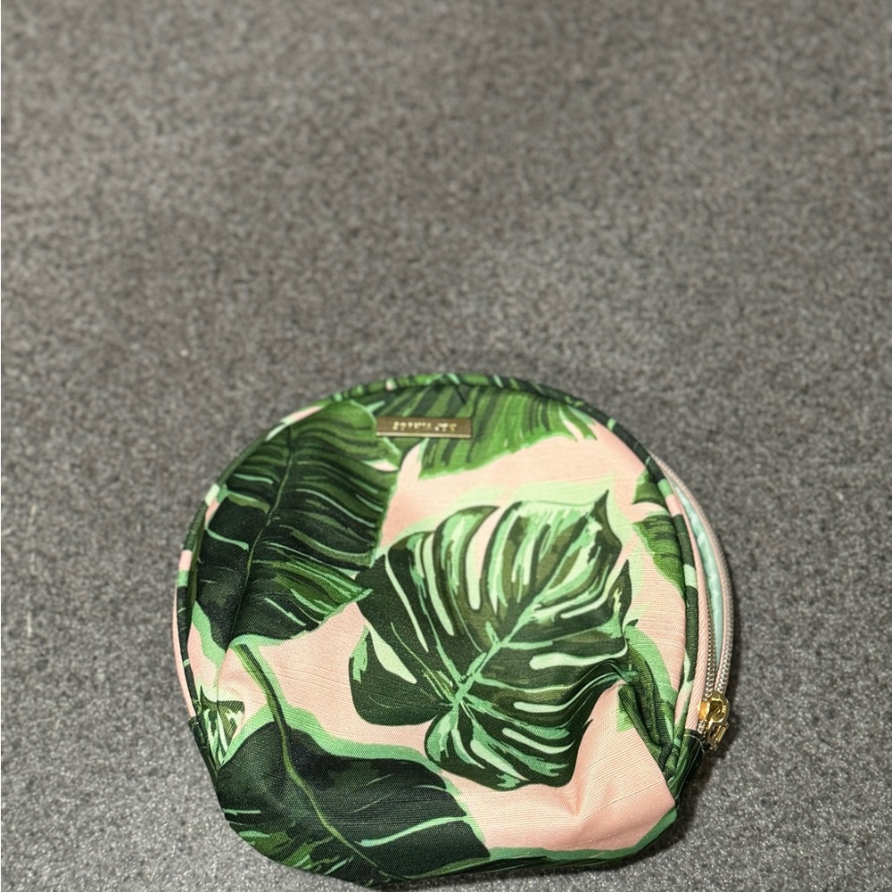 Herschel Supply Company Green and Pink Leaf Cosmetic Bag